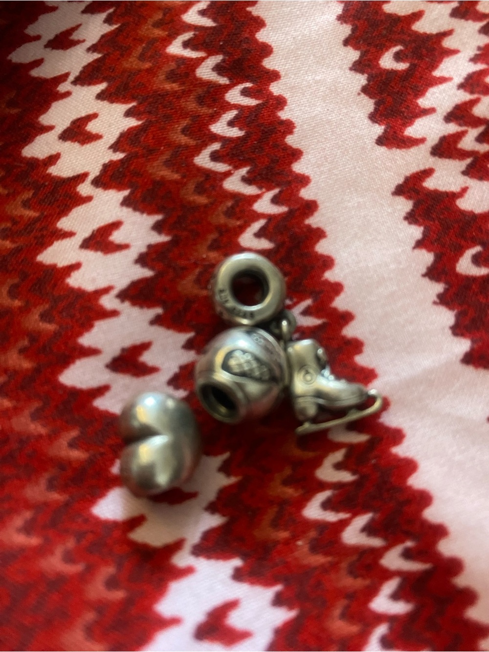 Authentic Pandora Silver Kids Ice Skate & Heart Charm Set